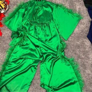 Emerald Green Satin Fabric with Glossy Finish